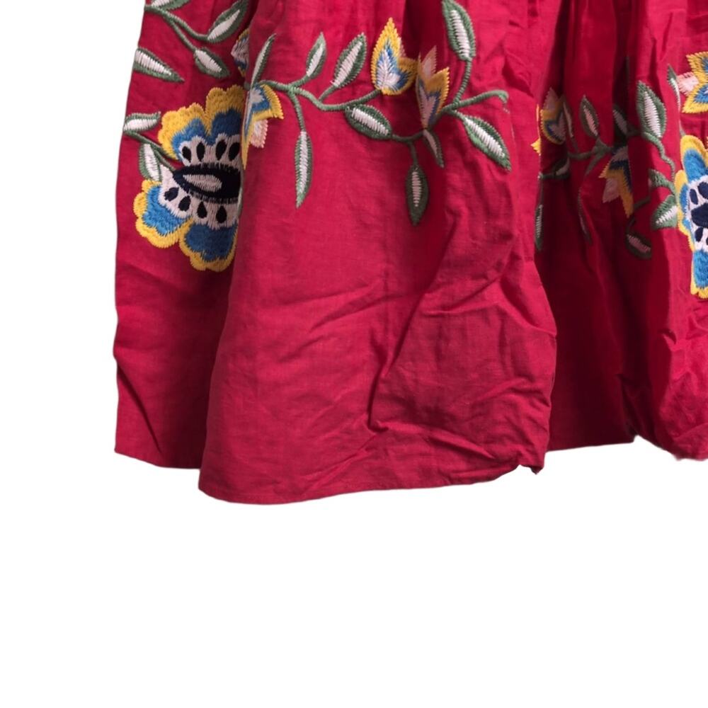 NWT Farm Rio Anthropologie Red Floral Embroidered Square Neck Boho Maxi Dress M - Picture 9 of 15